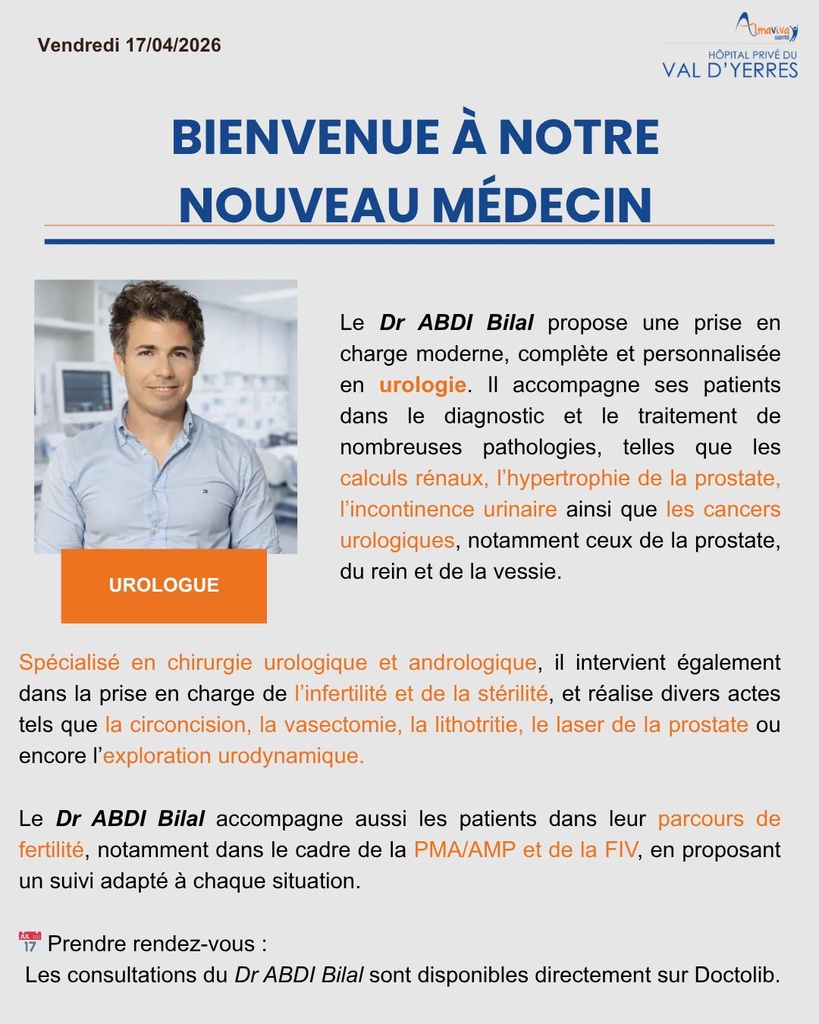 Arrivée du DR ABDI - Urologue