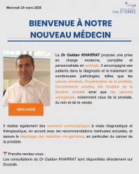 Bienvenue au Dr Gaëtan KHARRAT, Urologue à l’Hôpital Privé du Val d’Yerres