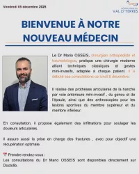 Arrivée du Dr Mario Osseis – Chirurgien orthopédiste et traumatologue